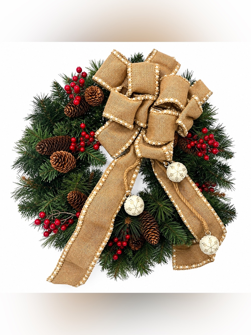 New Hobby Lobby Christmas Wreath 24 In Donner Pine Berries Farmhouse Decor Bow